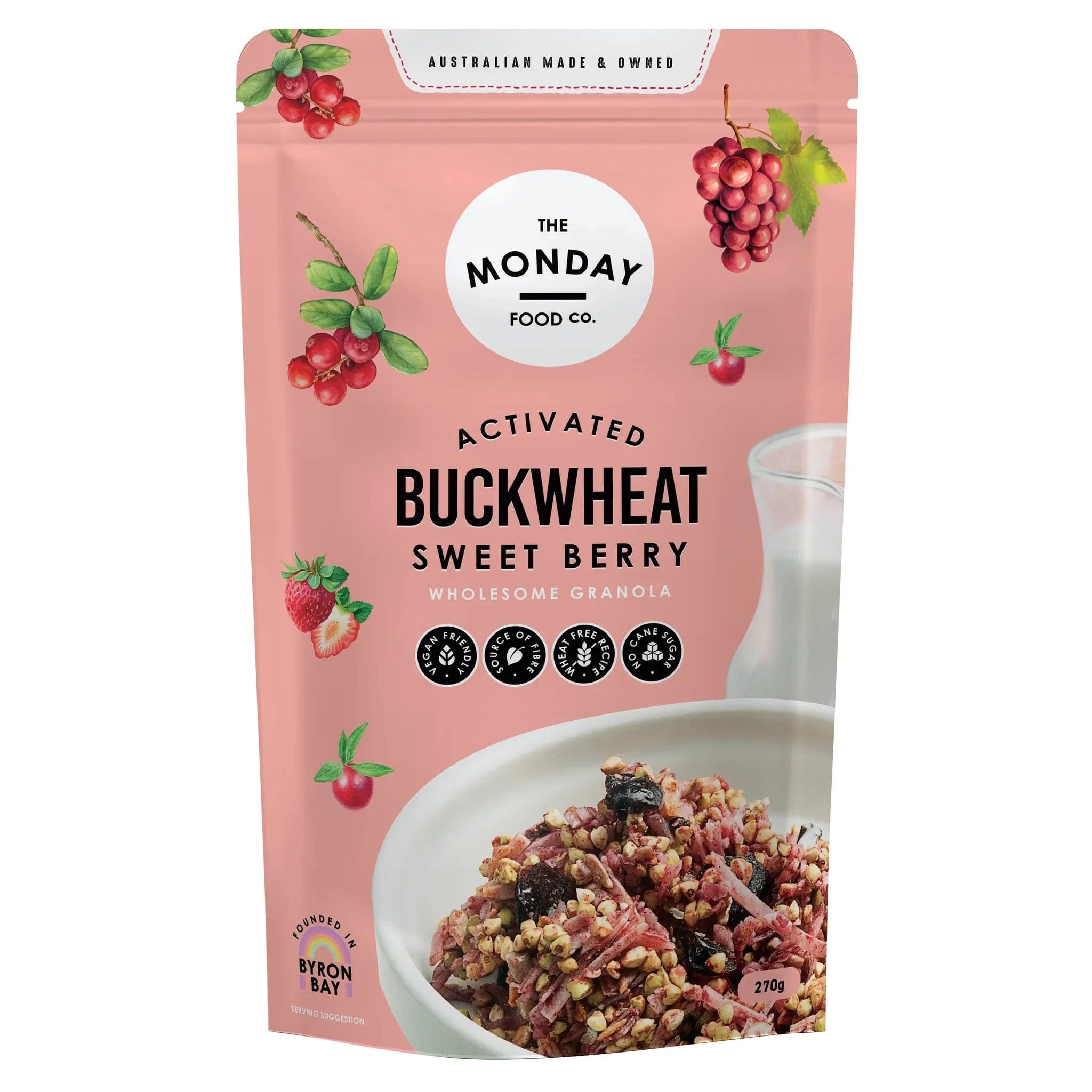 The Monday Food Co Cereal & Granola 270g The Monday Food Co Activated Buckwheat Granola Sweet Berry