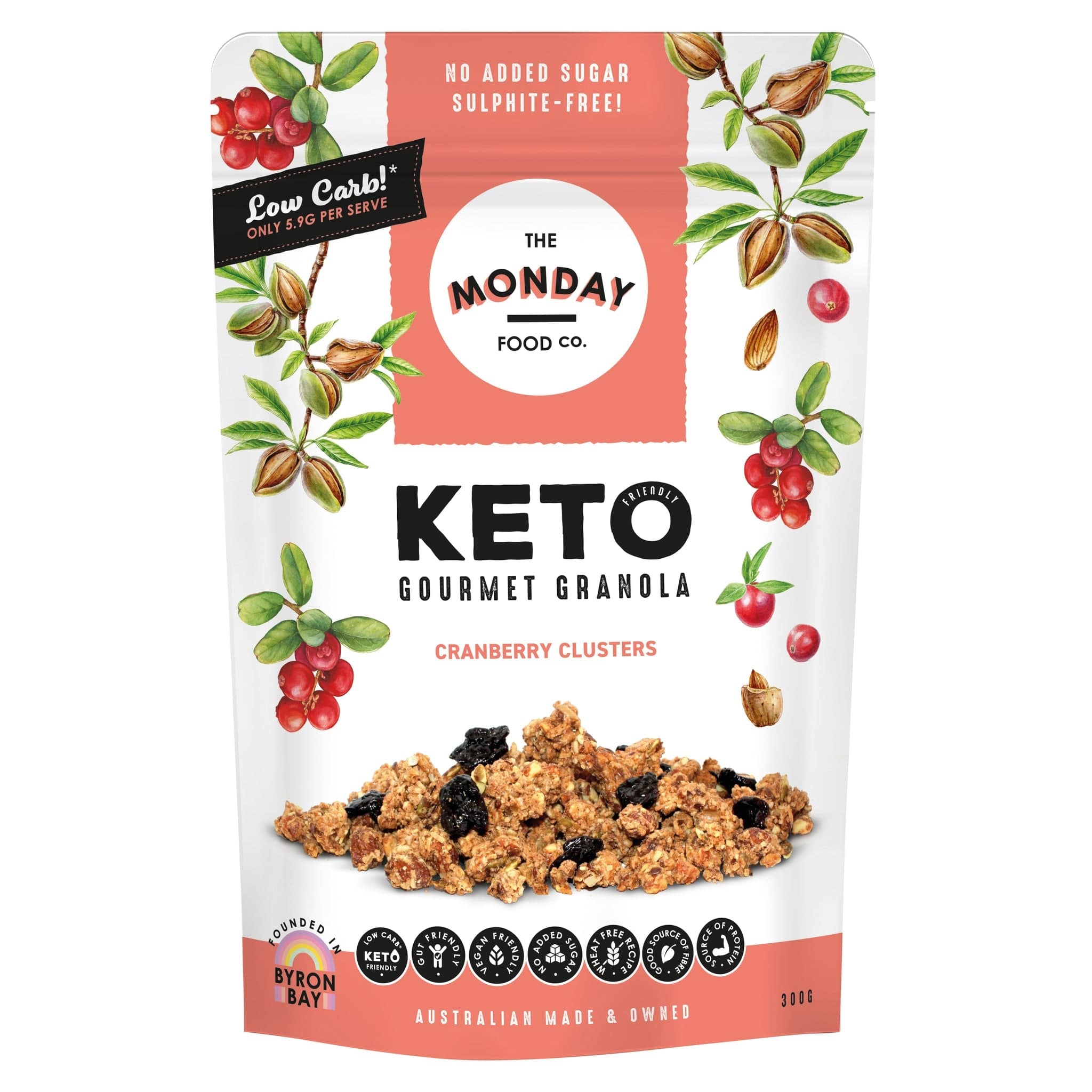 THE MONDAY FOOD CO Cereal & Granola 300gms THE MONDAY FOOD CO Keto Granola Cranberry Clusters