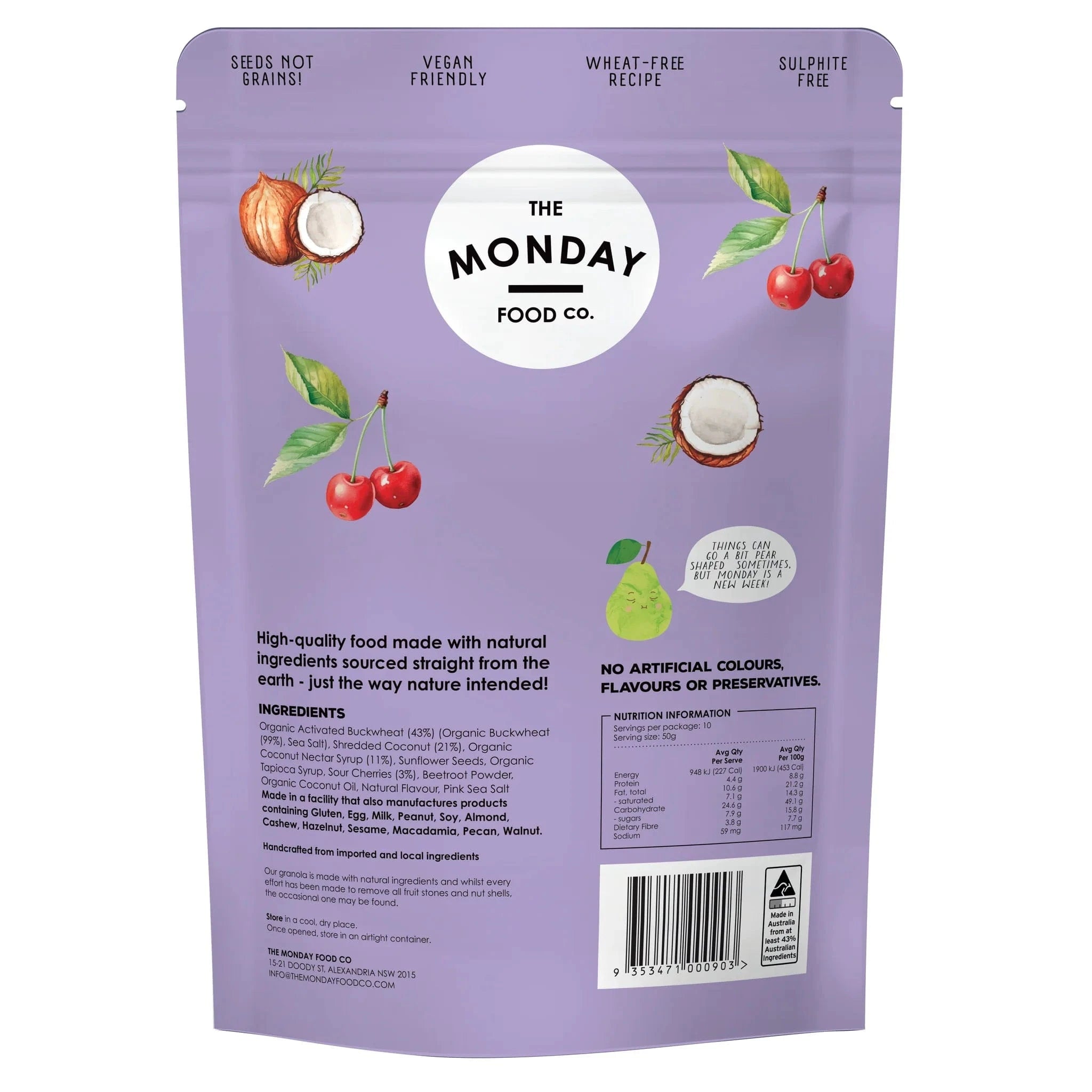 The Monday Food Co Cereal & Granola The Monday Food Co Activated Buckwheat Granola Sour Cherry