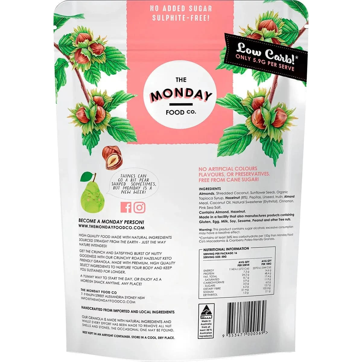 THE MONDAY FOOD CO Cereal & Granola THE MONDAY FOOD CO Keto Gourmet Granola Crunchy Roast Hazelnut