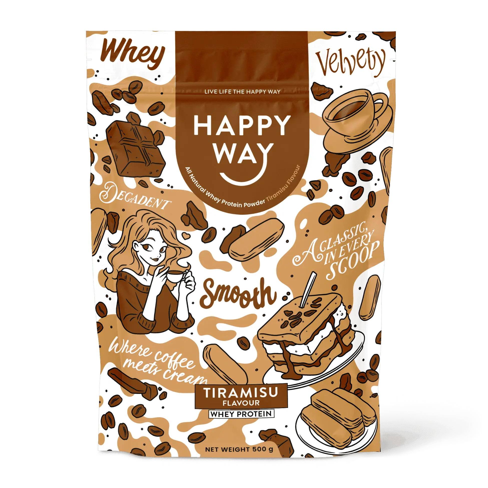 Happy Way Whey Protein Powder Tiramisu 500g