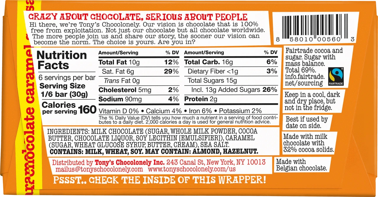 Tony's Chocolonely Snack Foods Tony's Chocolonely Milk Caramel Sea Salt 32% 180g