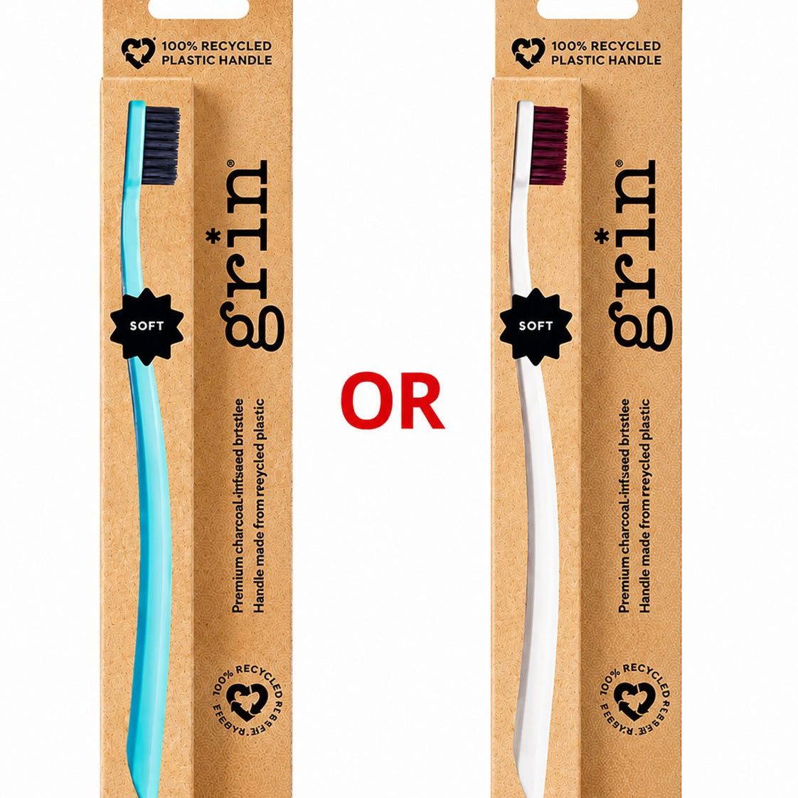 Grin Recycled Toothbrush Soft (1 Toothbrush, Random Colour) Grin