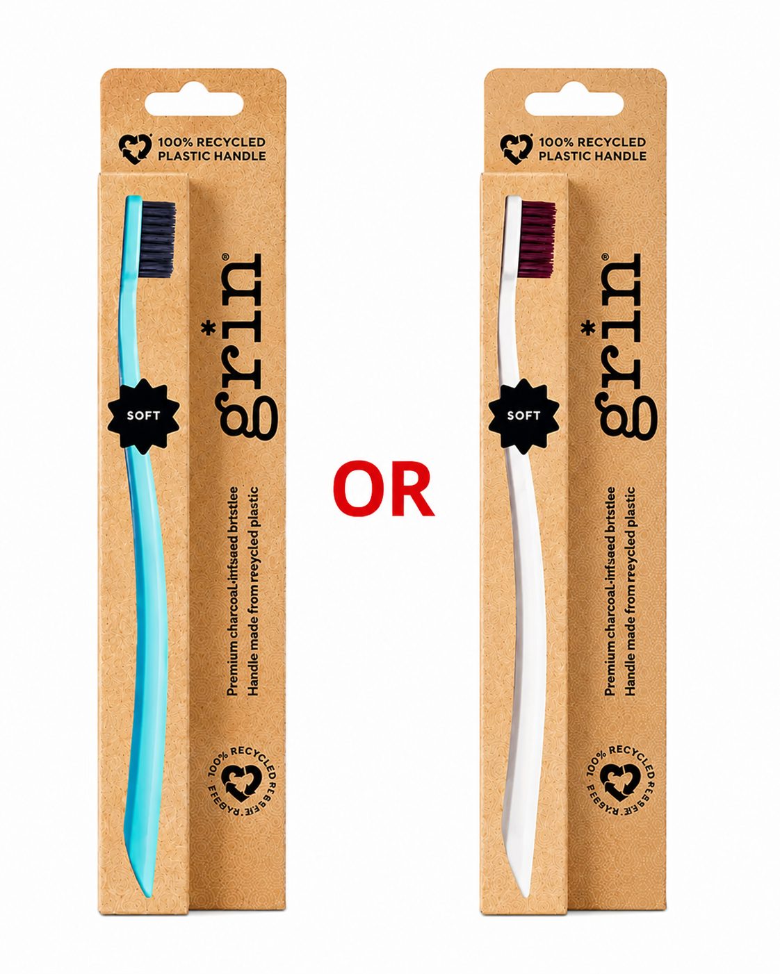 Grin Recycled Toothbrush Soft (1 Toothbrush, Random Colour) Grin