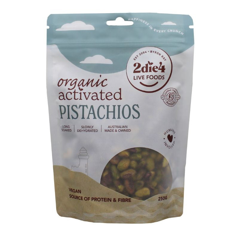 2DIE4 LIVE FOODS Organic Activated Pistachios 250g front pack