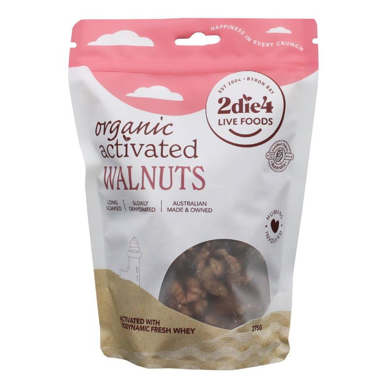 2DIE4 LIVE FOODS Organic Activated Walnuts 275g front pack