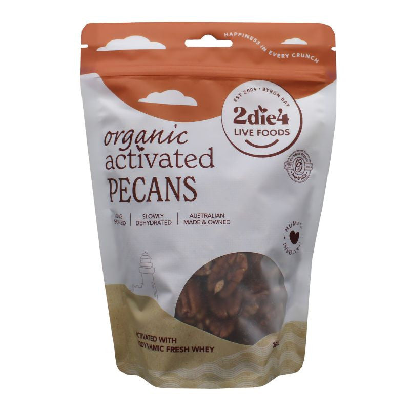 2DIE4 LIVE FOODS Organic Activated Pecans 300g front pack