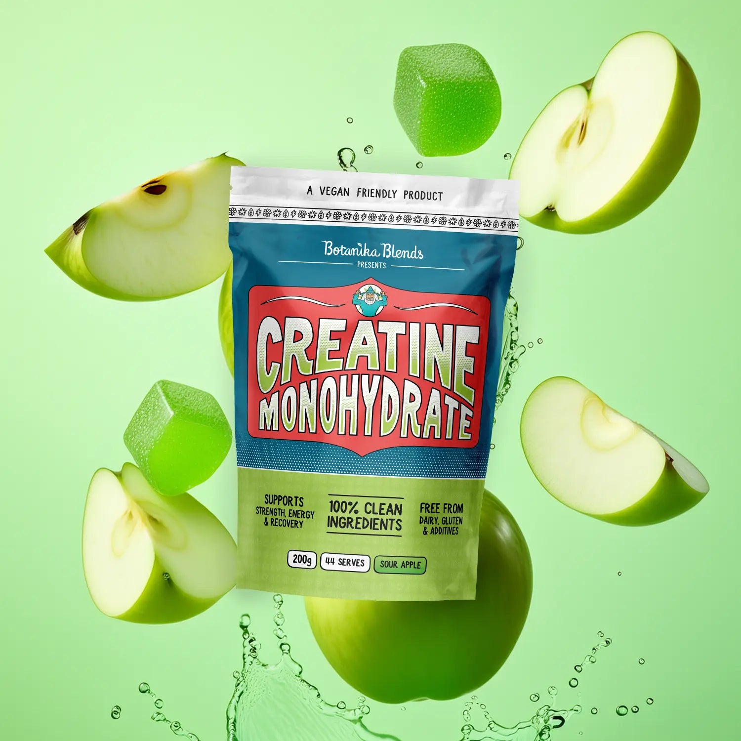 Botanika Blends Creatine Monohydrate Sour Apple 200g front