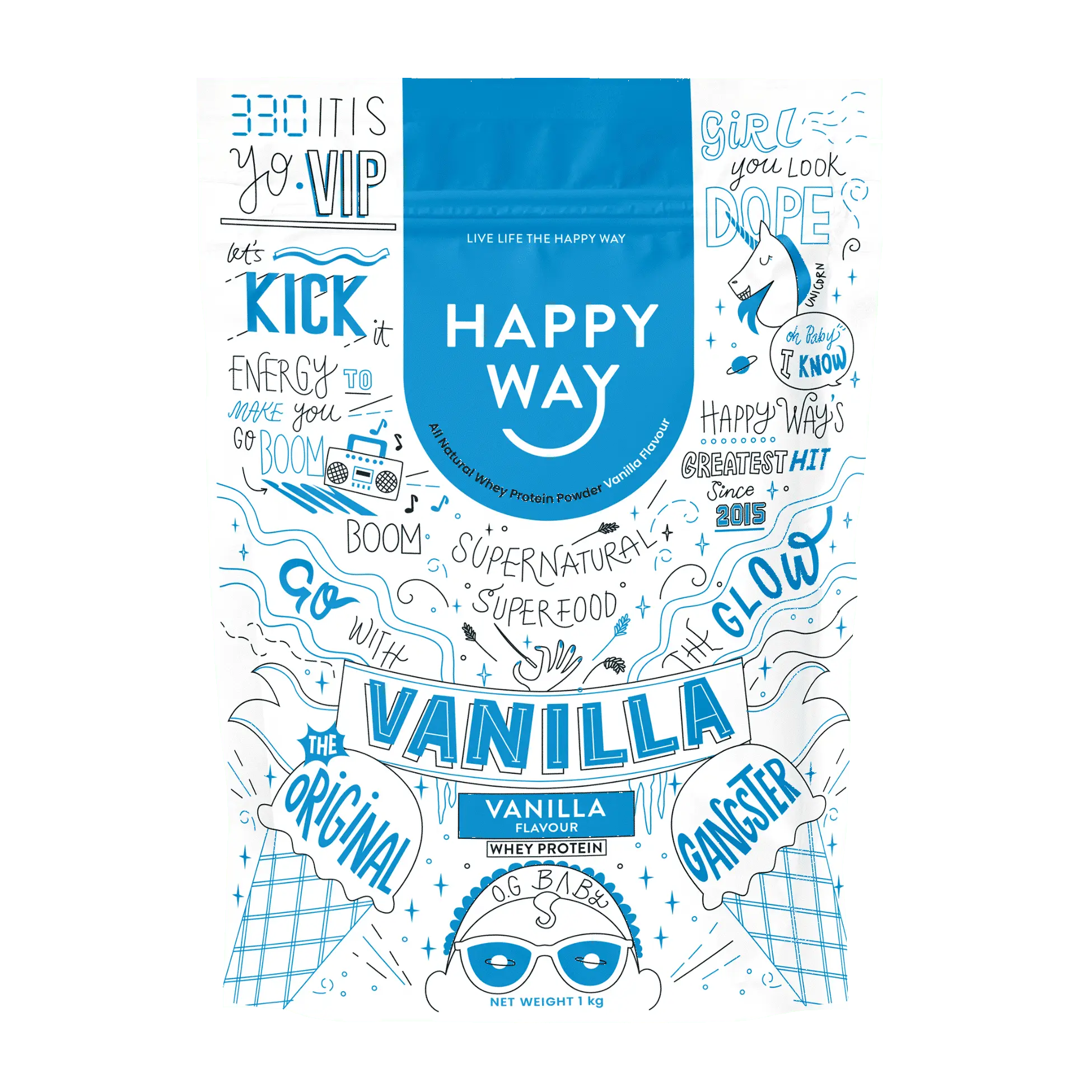 Happy Way Whey Protein Powder Vanilla – 1kg