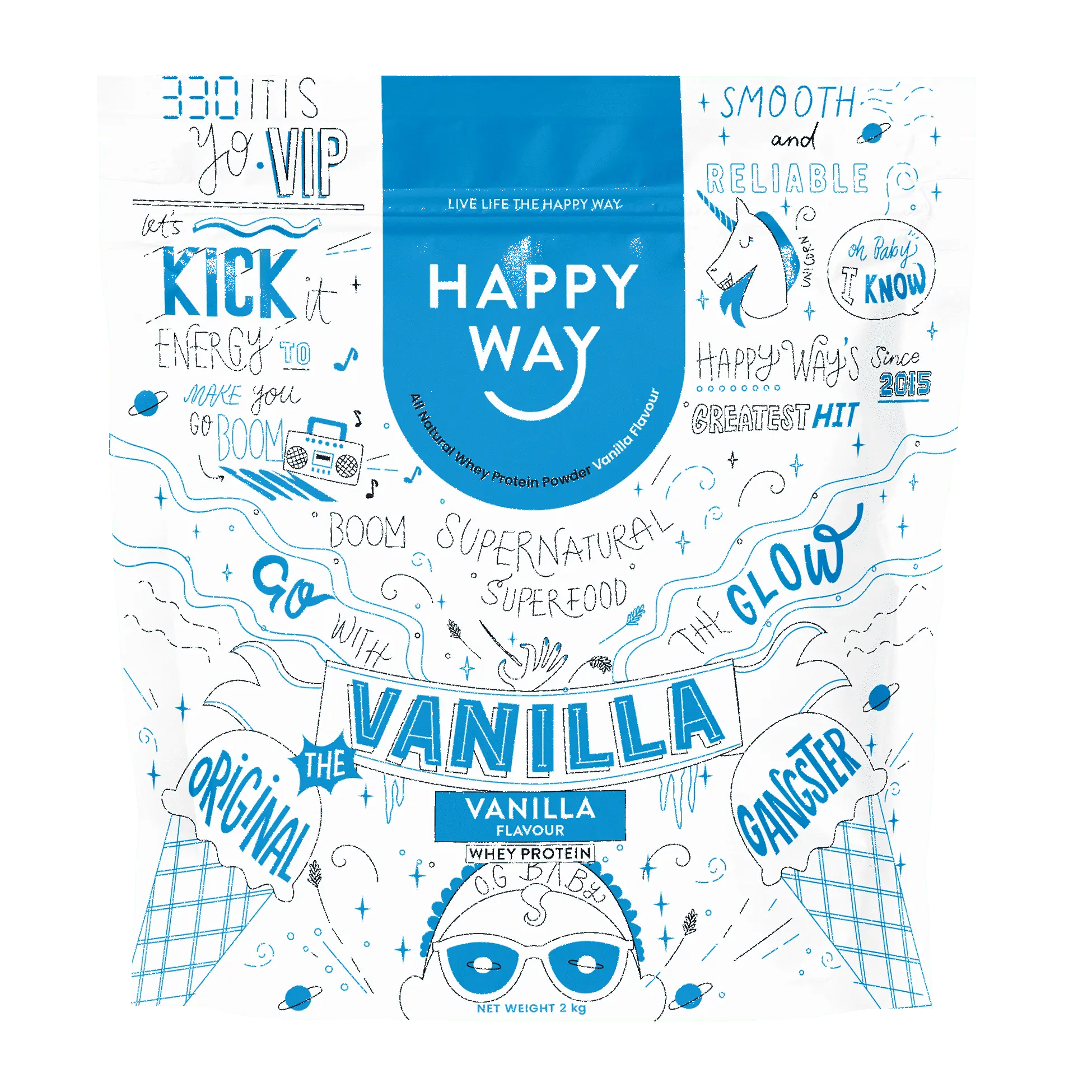 Happy Way Whey Protein Powder Vanilla – 2kg