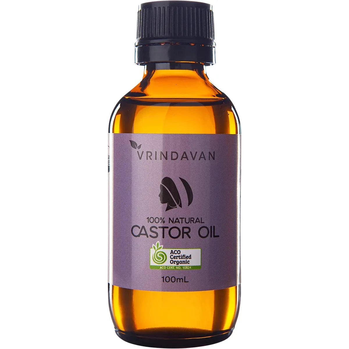 Vrindavan Oil 100ml Vrindavan Castor Oil - Hexane Free - Amber Glass Bottle