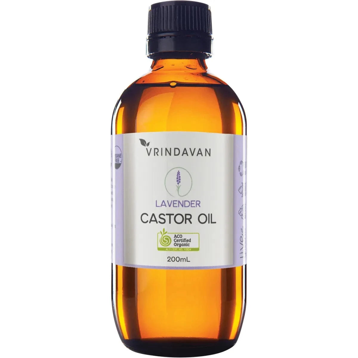 Vrindavan Oil Vrindavan Castor Oil and Lavender Amber Glass Bottle 200ml