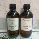 Vrindavan Castor Oil and Lavender Amber Glass Bottle 200ml lifestyle image