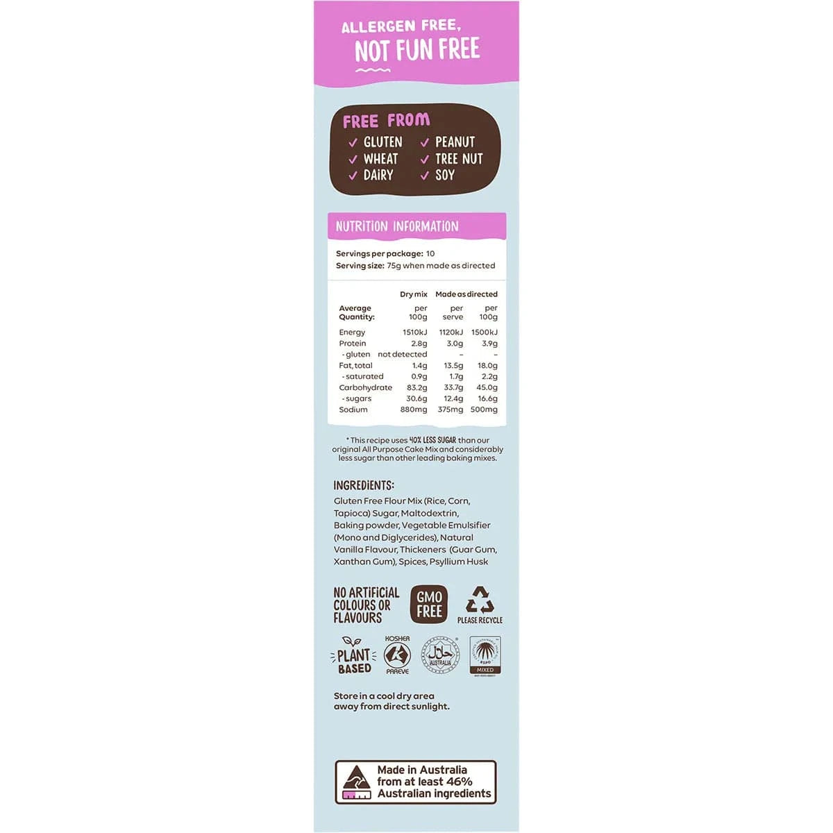 Well & Good Baking Mixes Well and Good All Purpose Cake Mix 40% Less Sugar 400g