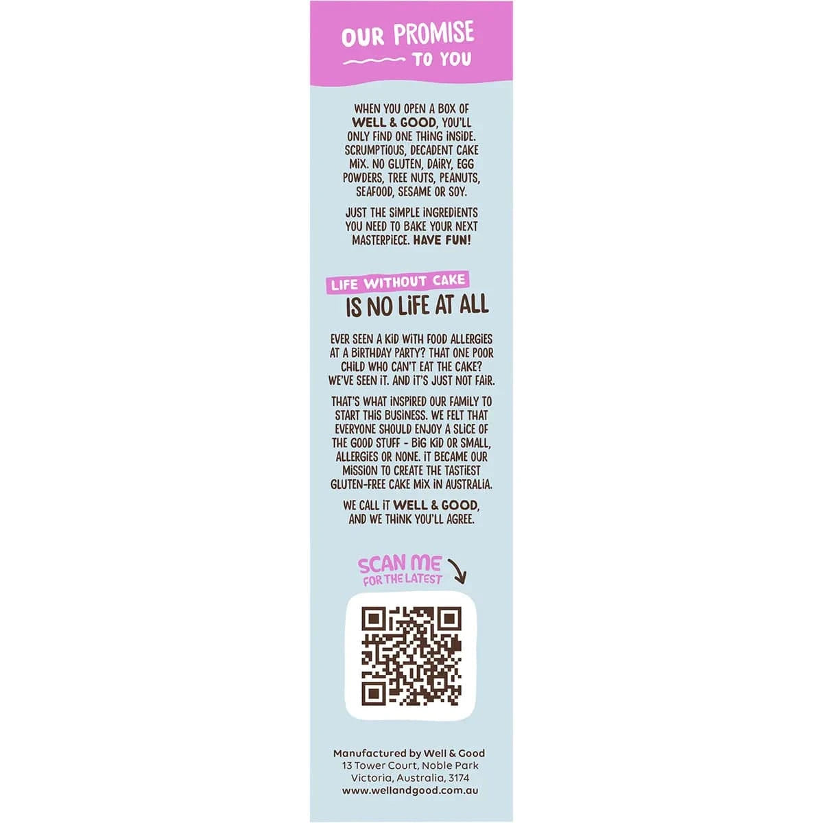 Well & Good Baking Mixes Well and Good All Purpose Cake Mix 40% Less Sugar 400g