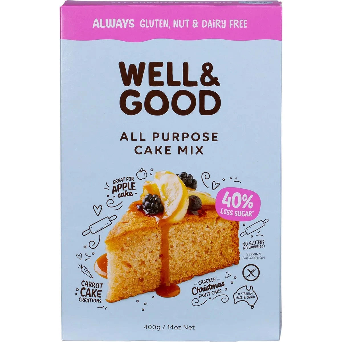 Well & Good Baking Mixes Well and Good All Purpose Cake Mix 40% Less Sugar 400g