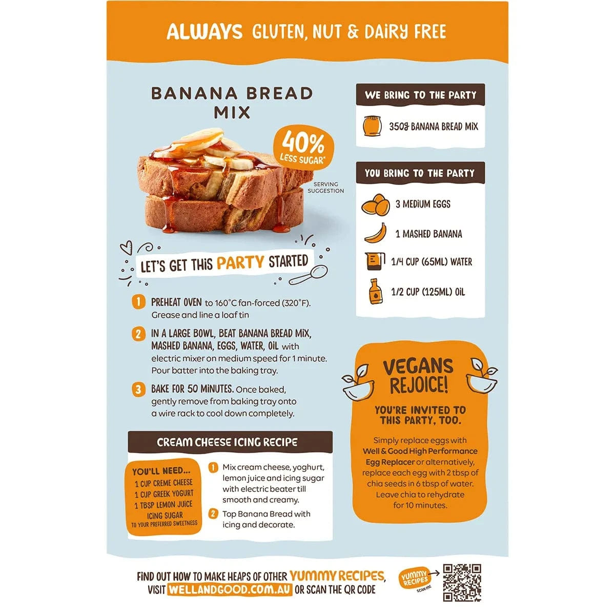 Well & Good Baking Mixes Well and Good Banana Bread Mix 40% Less Sugar 350g