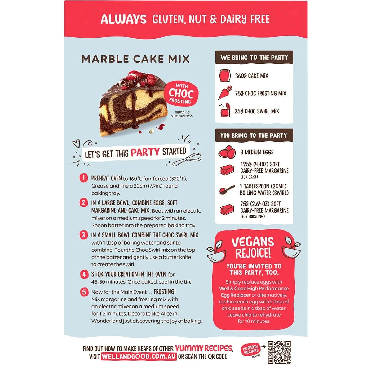 Well & Good Baking Mixes Well and Good Marble Cake Mix with Choc Frosting 460g