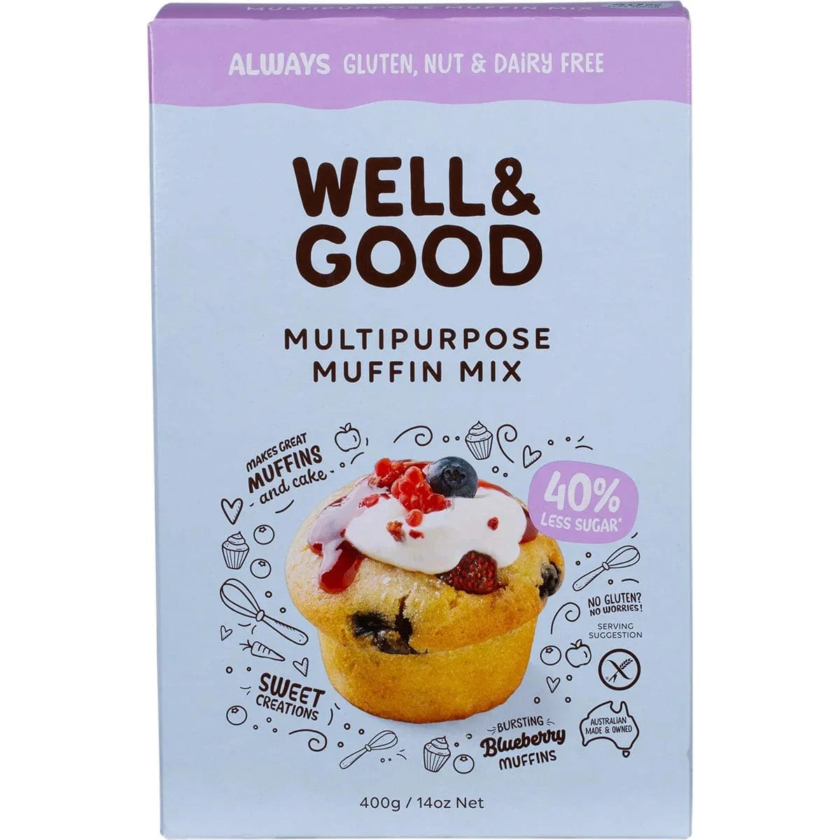 Well & Good Baking Mixes Well and Good Multipurpose Muffin Mix 40% Less Sugar 400g