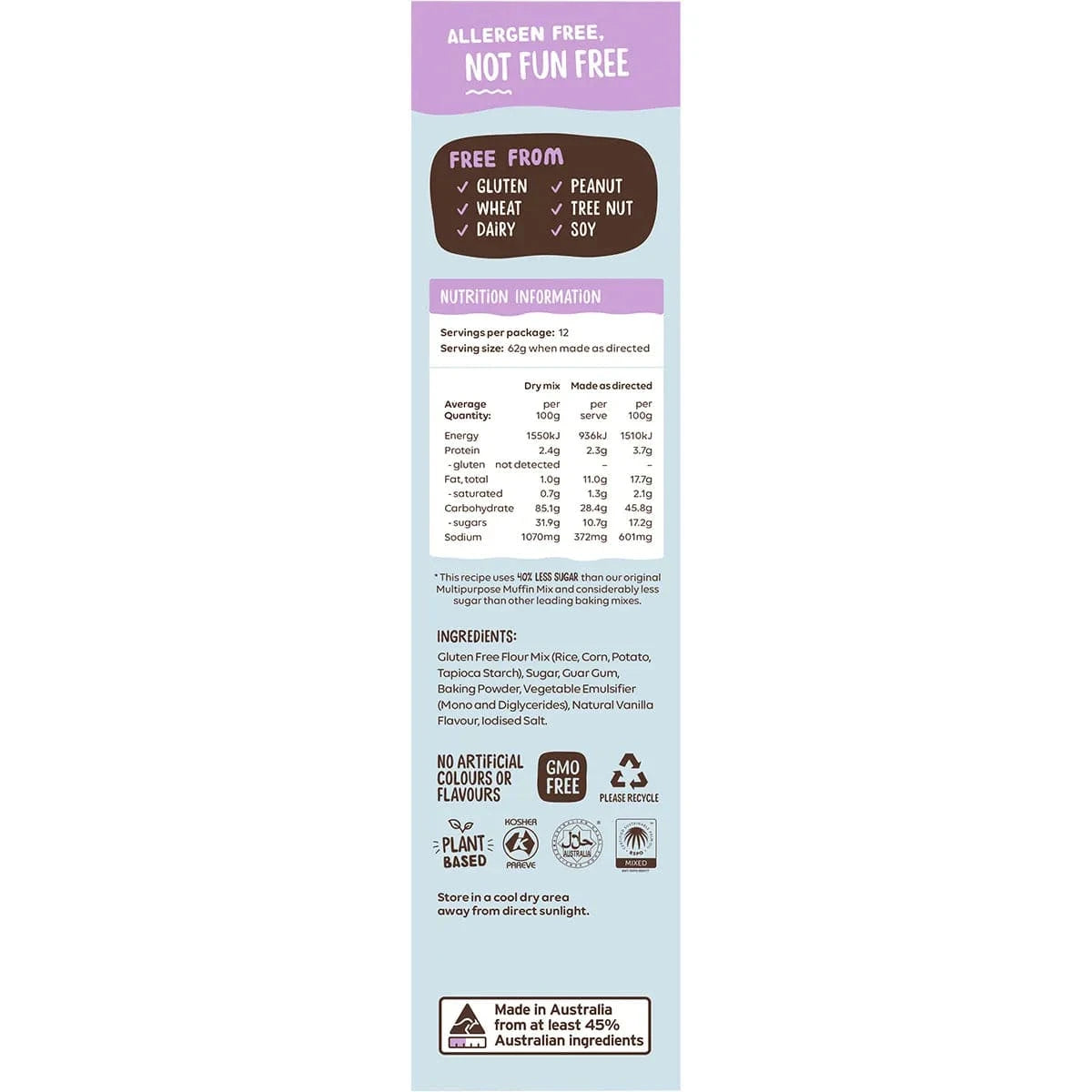 Well & Good Baking Mixes Well and Good Multipurpose Muffin Mix 40% Less Sugar 400g