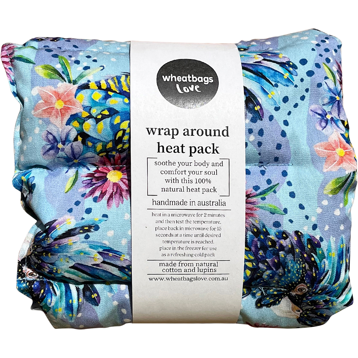 Wheatbags Love Wrap Around Heat Pack Blue Cockatoo alternate image