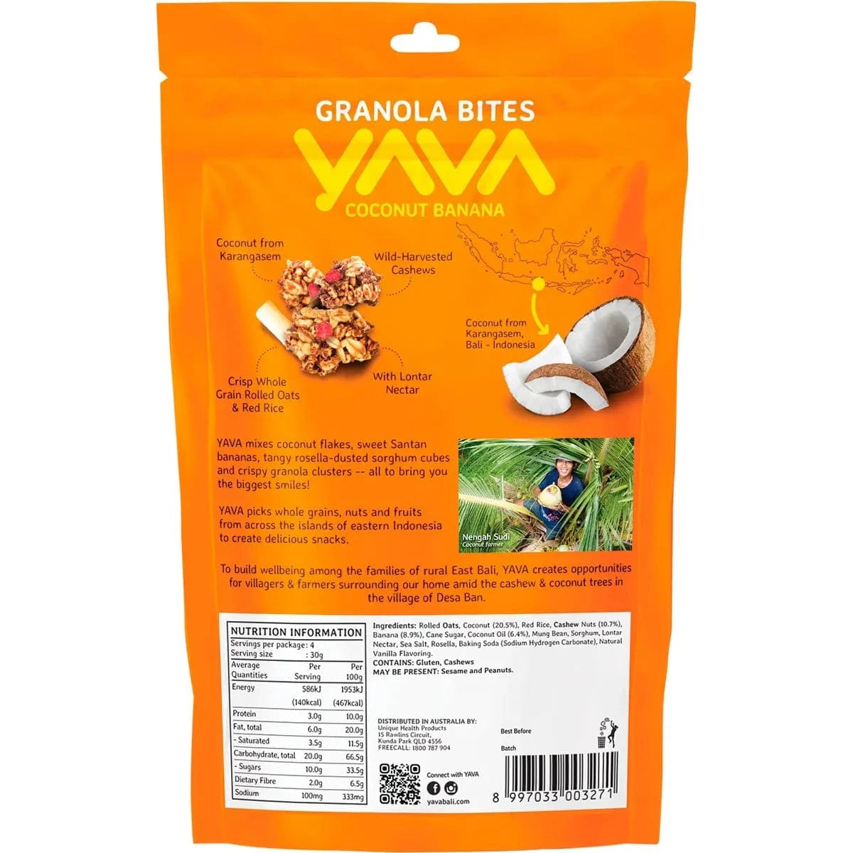 YAVA Snack Foods YAVA Granola Bites Coconut Banana 125g