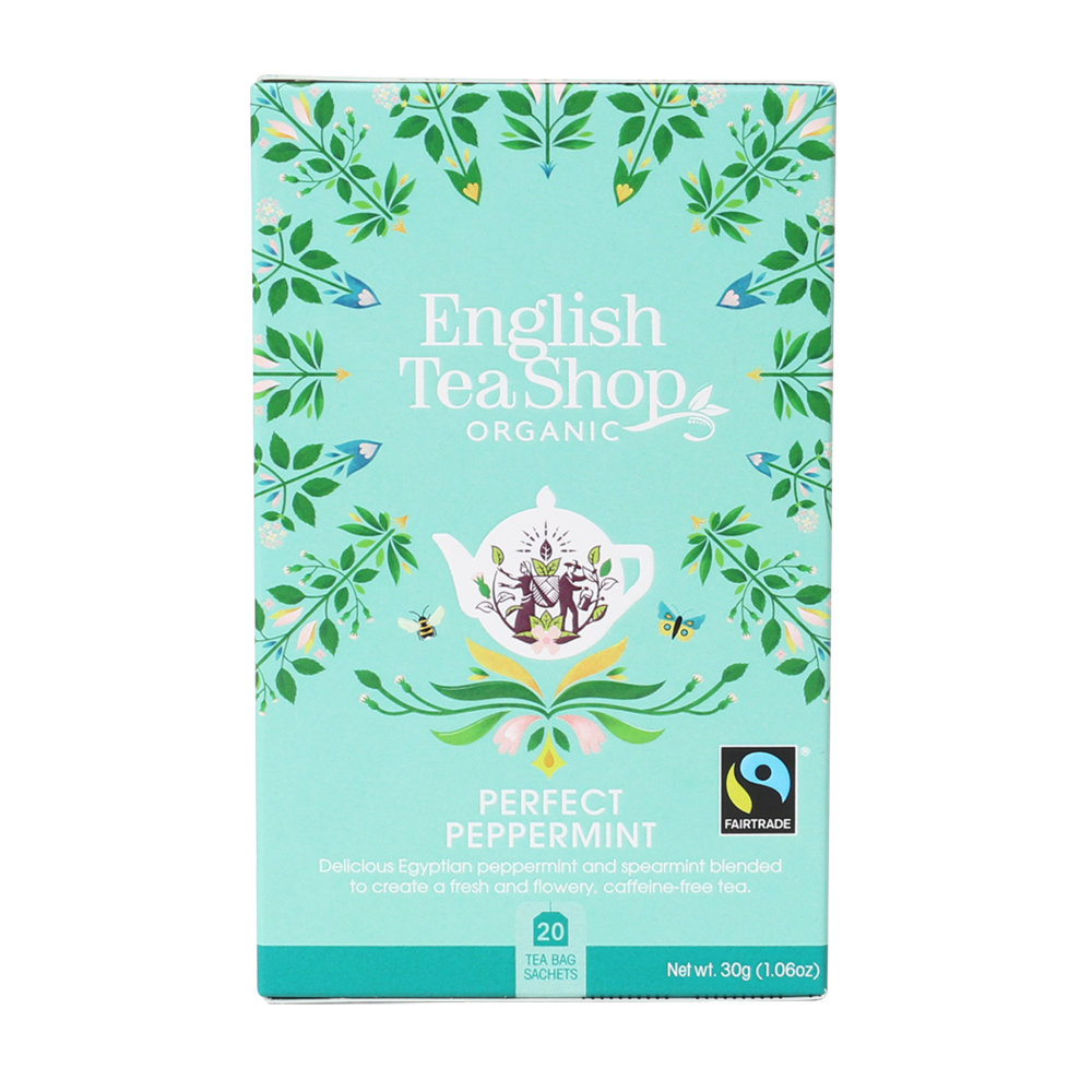 english tea shop organic peppermint teabags (packet of 20 sachets)