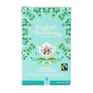 english tea shop organic peppermint teabags (packet of 20 sachets)