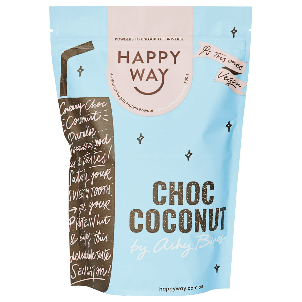 Happy Way Ashy Bines VEGAN Protein Powder Choc Coconut 500g