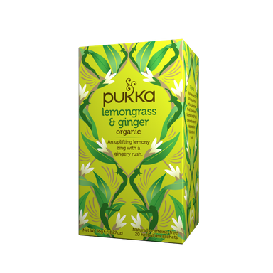 pukka herbs lemongrass & ginger tea bags (packet of 20 sachets)