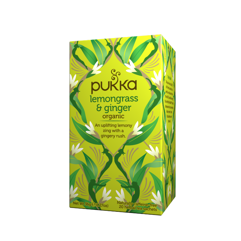 pukka herbs lemongrass & ginger tea bags (packet of 20 sachets)