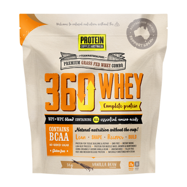 protein supplies aust. 360whey (wpi+wpc combo) vanilla bean 1kg