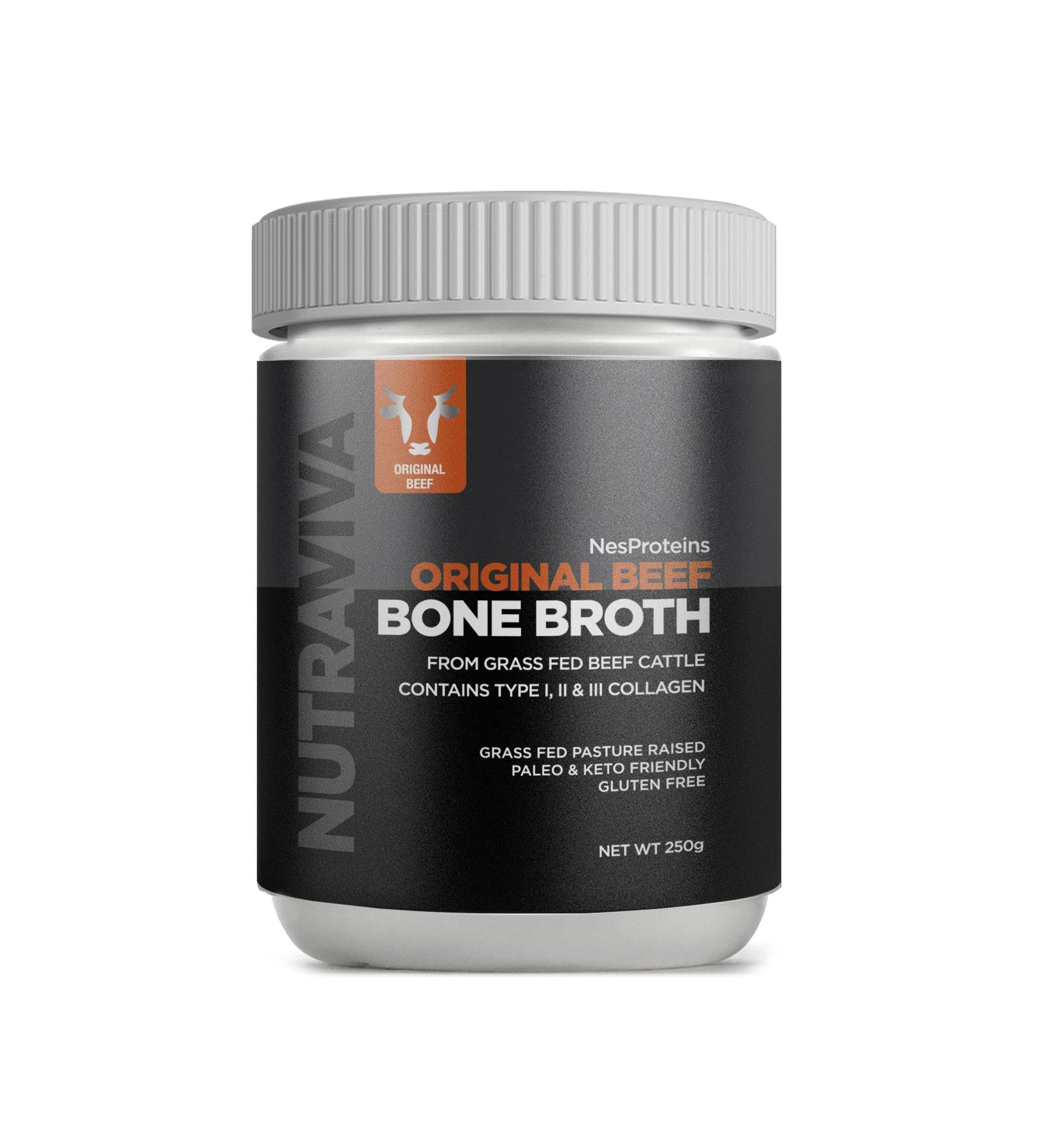 nutraviva nesproteins bone broth original beef 250g