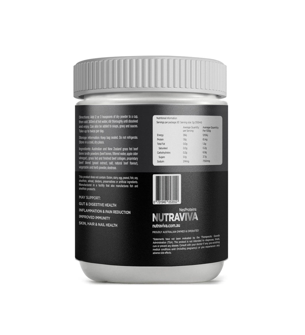 nutraviva nesproteins bone broth original beef 250g