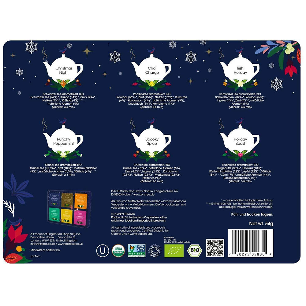 english tea shop premium holiday collection - navy tin (36 tea bags)