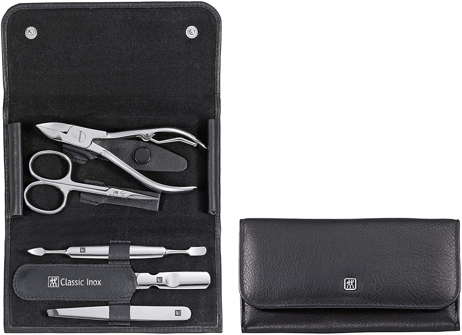 zwilling classic inox manicure set snap fastener case leather 5pc