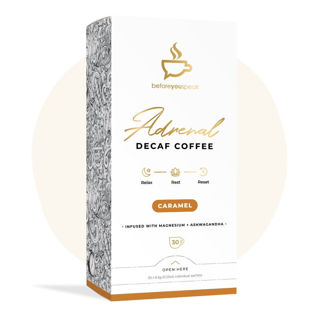 Before You Speak Adrenal Decaf Coffee Caramel 5g x 30 Pack