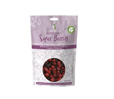 dr superfoods dried antioxidant super berries blueberries, goji & cranberries 125g