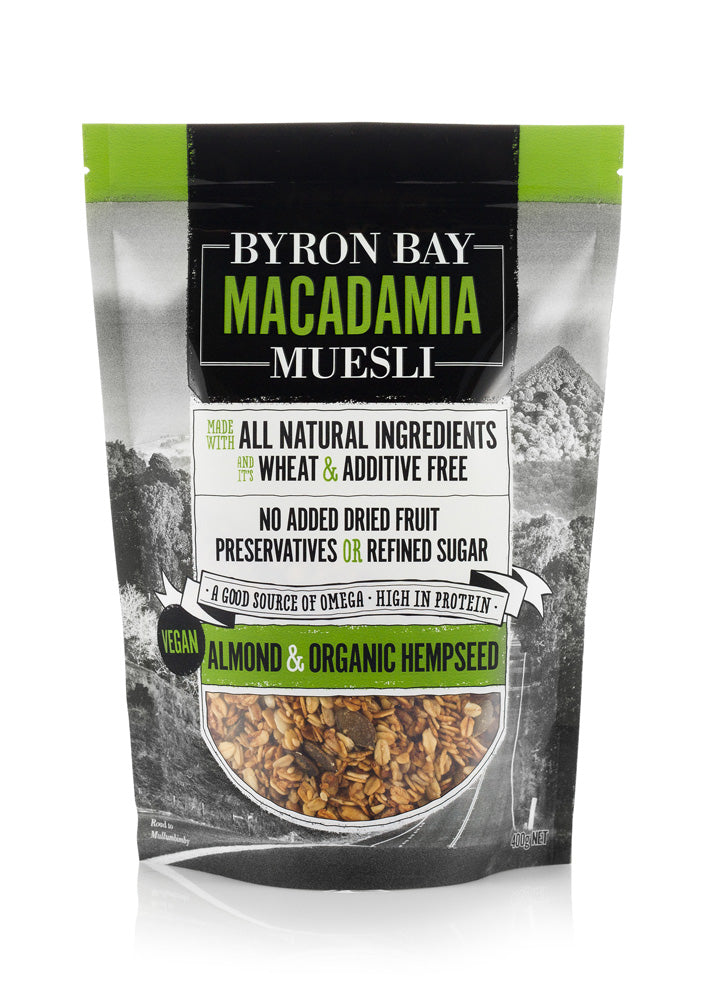 byron bay macadamia muesli almond and org hemp seed 400g