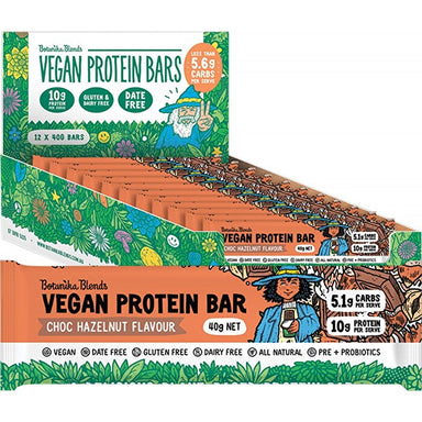 botanika blends vegan protein bars choc hazelnut 12x40g