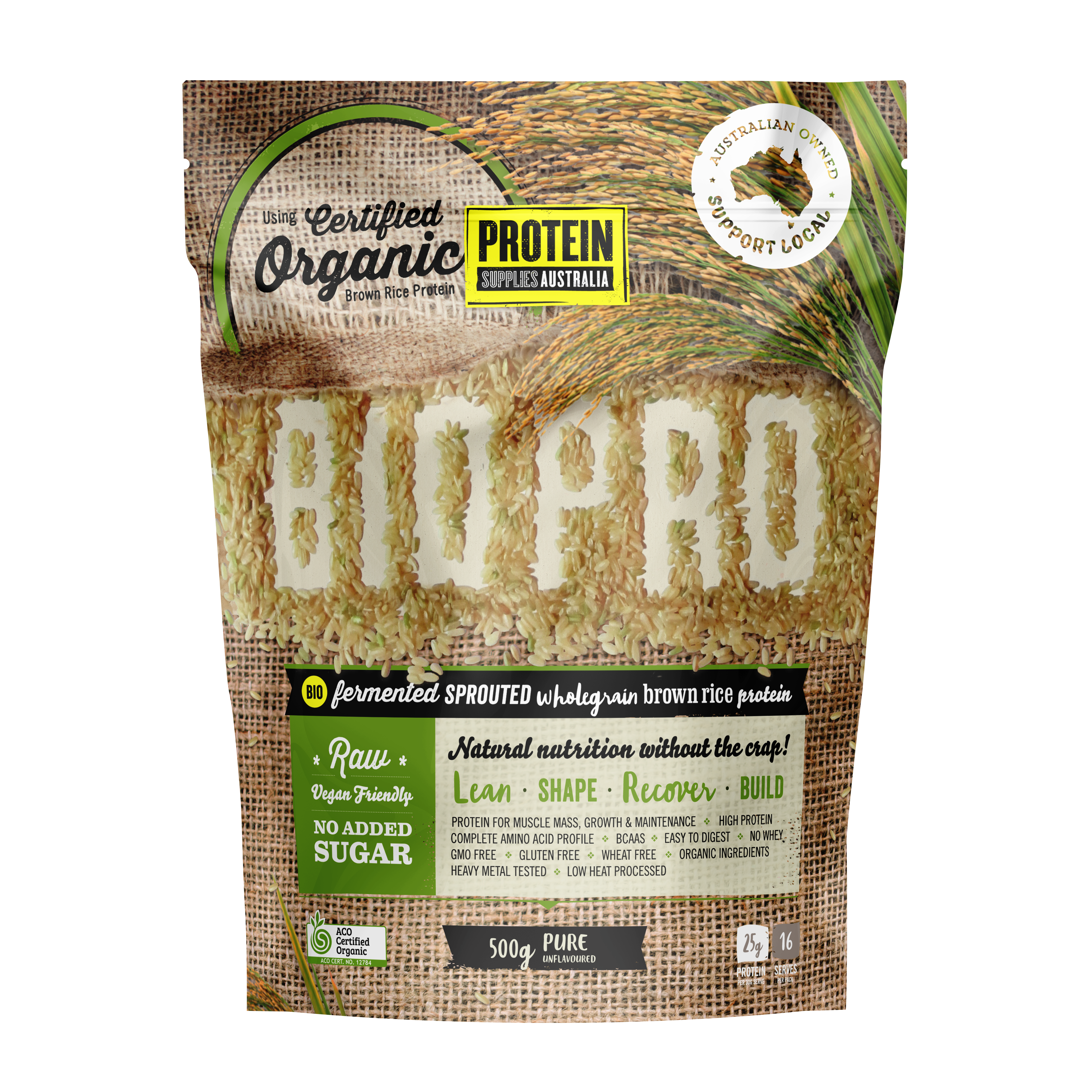protein supplies aust. biopro (sprouted brown rice) pure 500g