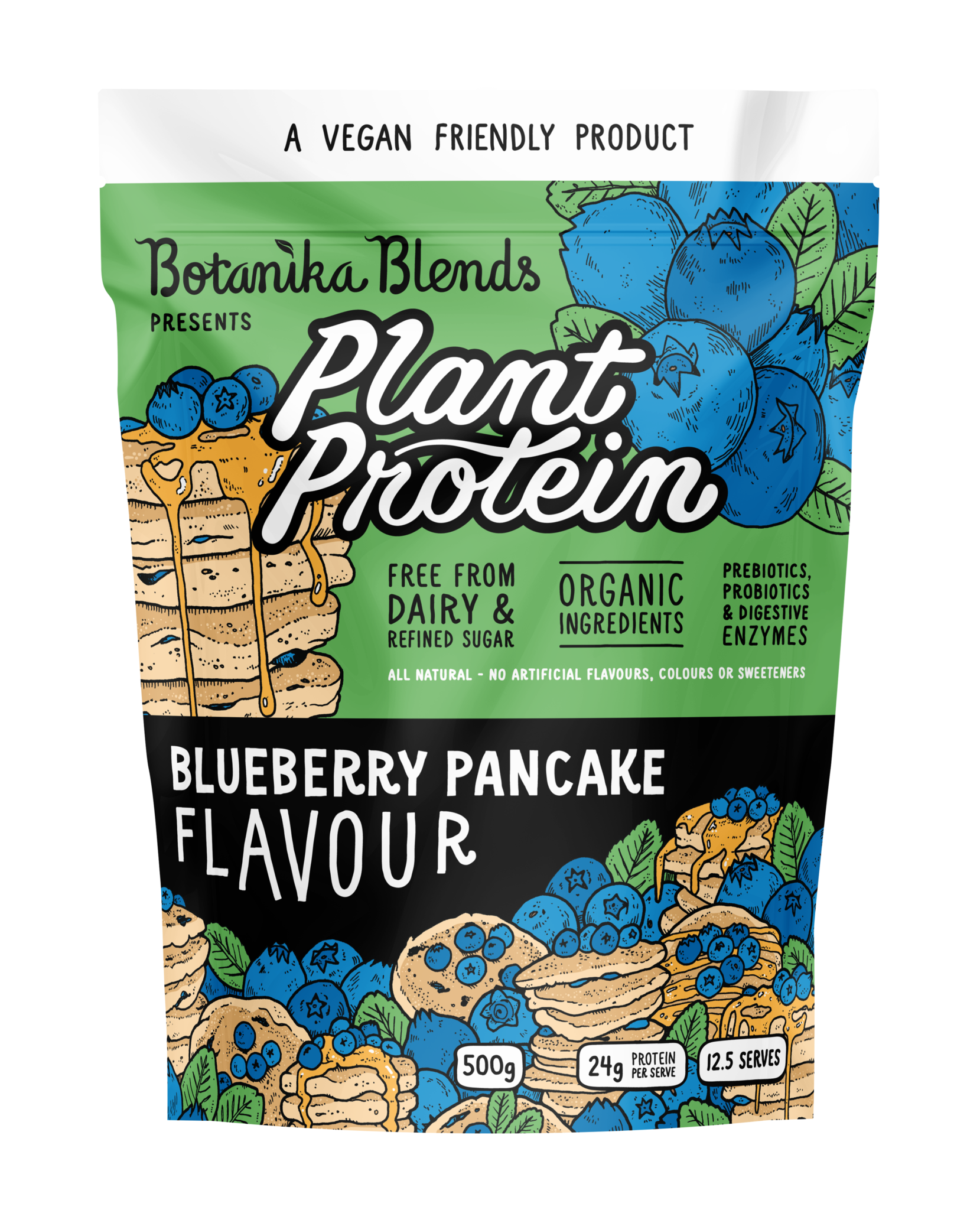 botanika blends plant protein blueberry pancake 500gms 500g