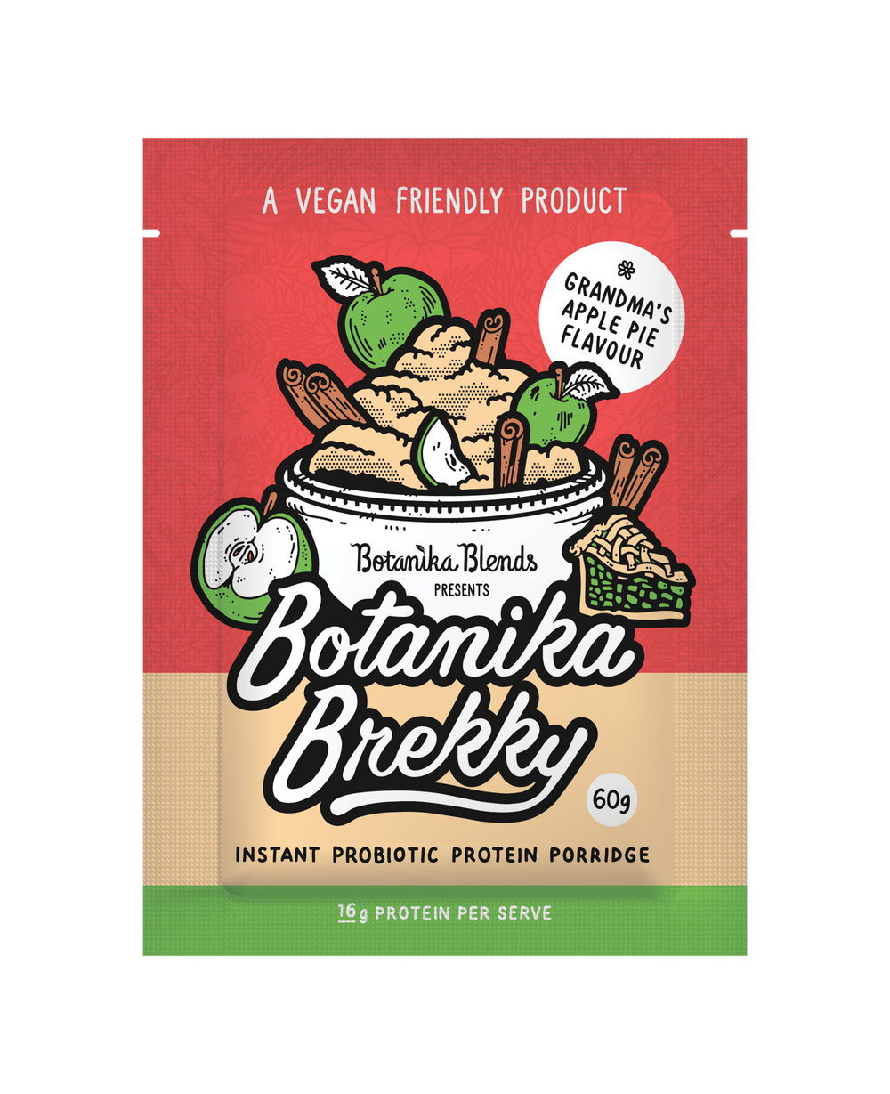 botanika blends botanika brekky probiotic porridge apple pie 12x60g