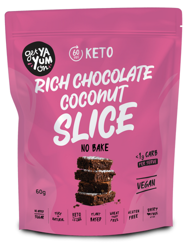 get ya keto on keto slice rich chocolate coconut 10x60g