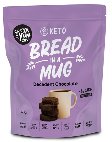 get ya yum on keto bread in a mug decadent chocolate 10 x 60g
