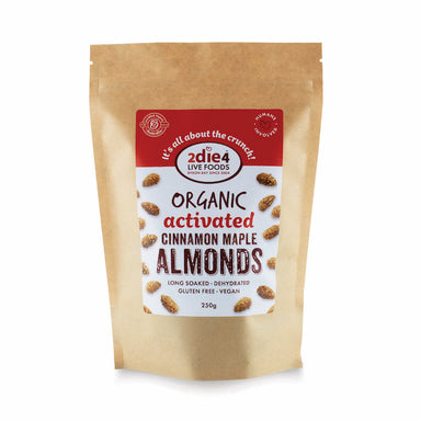 2die4 organic activated almonds cinnamon maple 250g