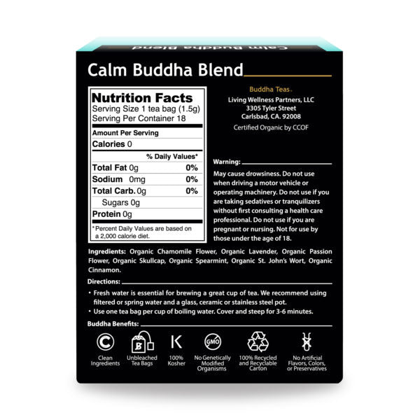 buddha teas organic herbal tea bags calm buddha blend 18 sachets