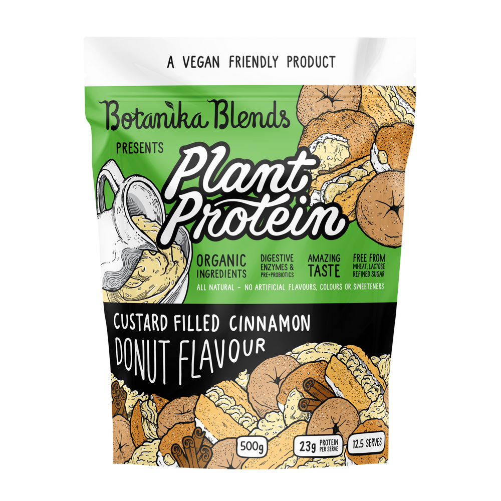 botanika blends plant protein custard filled cinnamon donut 500gm