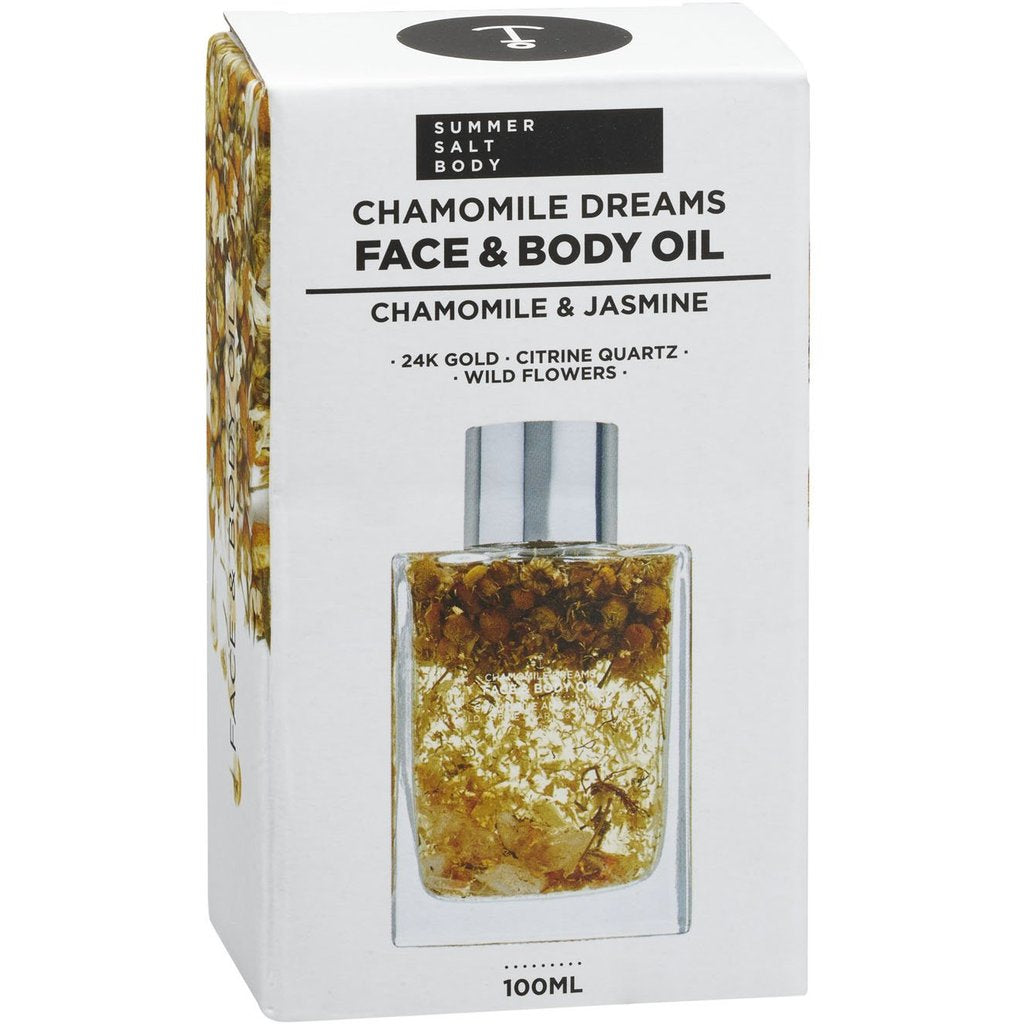 summer salt body face & body oil with 24k gold chamomile dream - citrine quartz 100ml