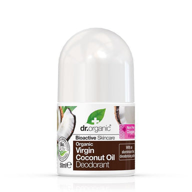 dr. organic roll-on deodorant organic virgin coconut oil 50ml